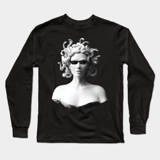 Greek Mythology Medusa Creature with Funny Deal with it Glasses Long Sleeve T-Shirt